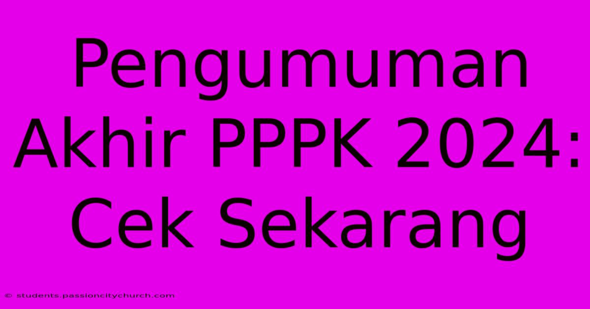 Pengumuman Akhir PPPK 2024: Cek Sekarang