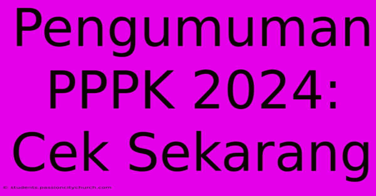 Pengumuman PPPK 2024: Cek Sekarang