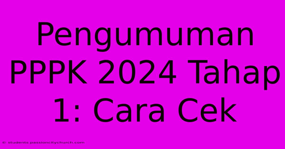 Pengumuman PPPK 2024 Tahap 1: Cara Cek