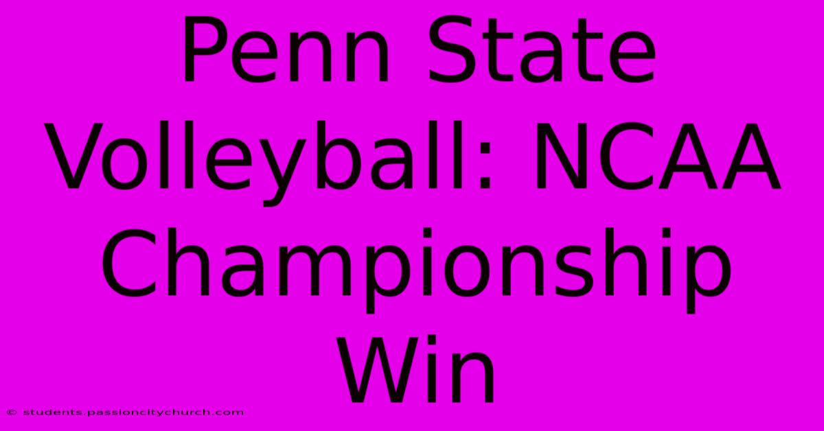 Penn State Volleyball: NCAA Championship Win