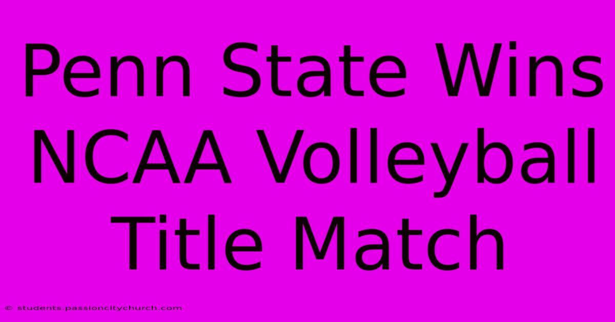 Penn State Wins NCAA Volleyball Title Match