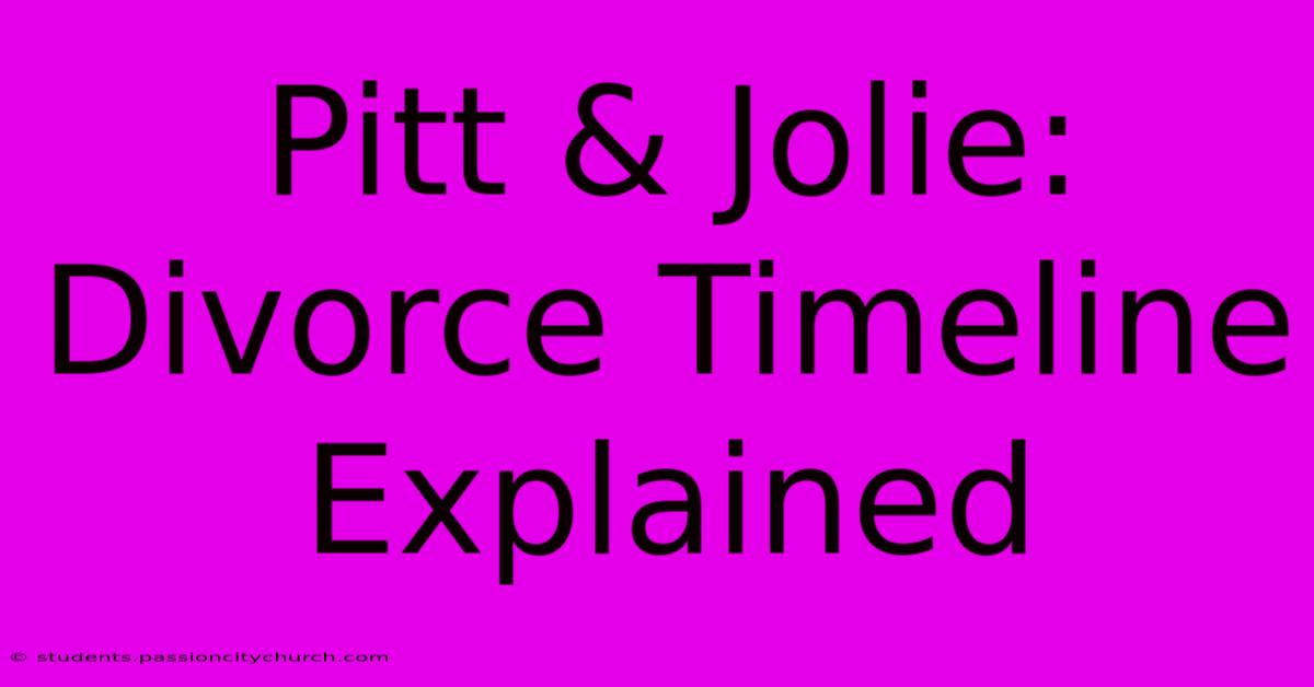 Pitt & Jolie: Divorce Timeline Explained