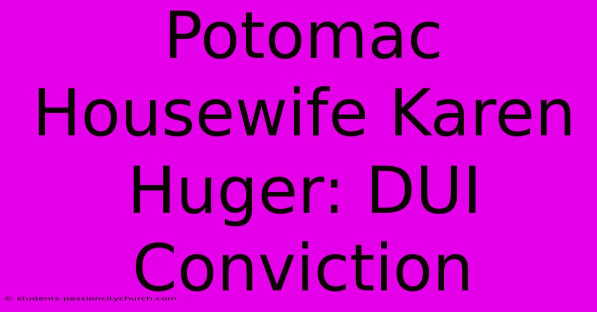 Potomac Housewife Karen Huger: DUI Conviction