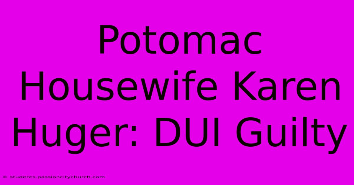 Potomac Housewife Karen Huger: DUI Guilty