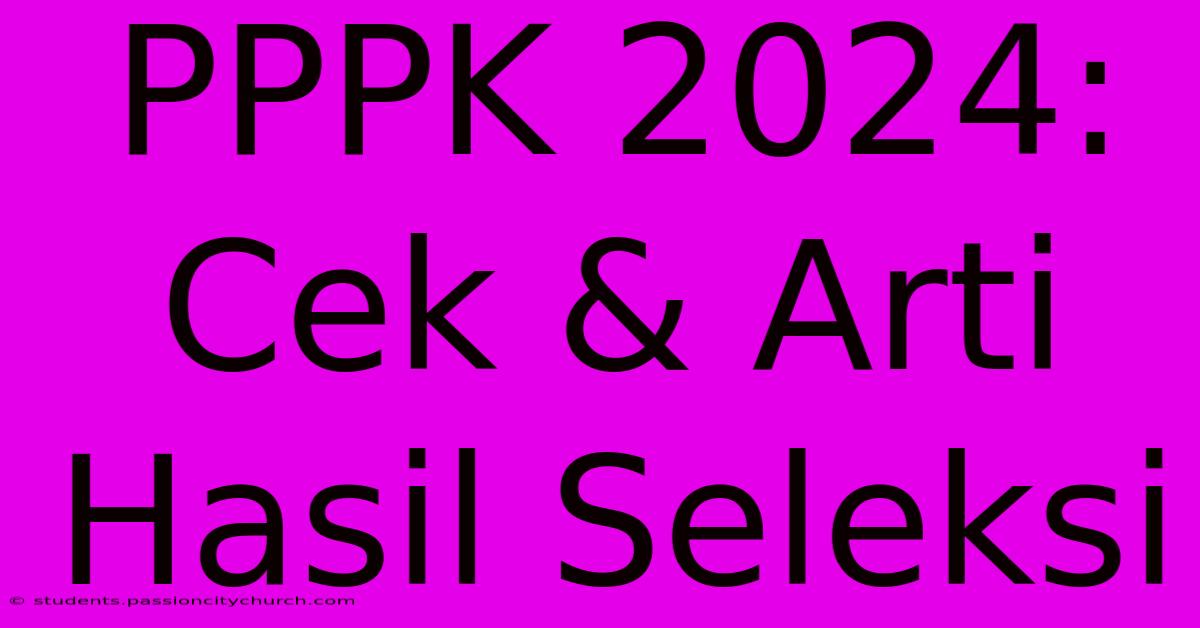 PPPK 2024: Cek & Arti Hasil Seleksi