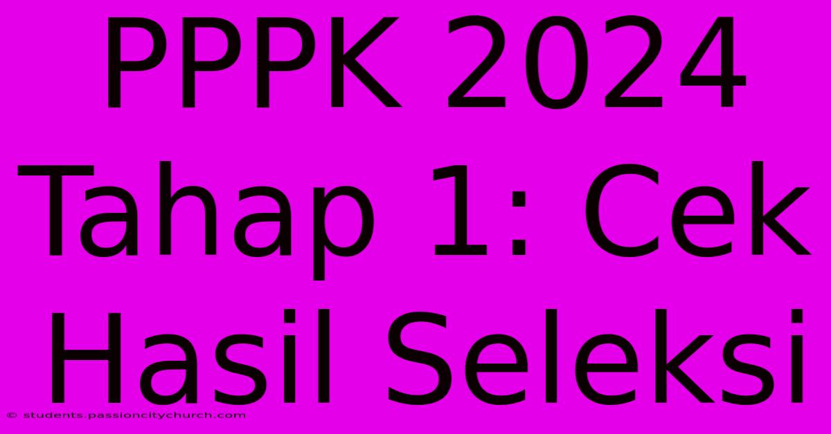 PPPK 2024 Tahap 1: Cek Hasil Seleksi