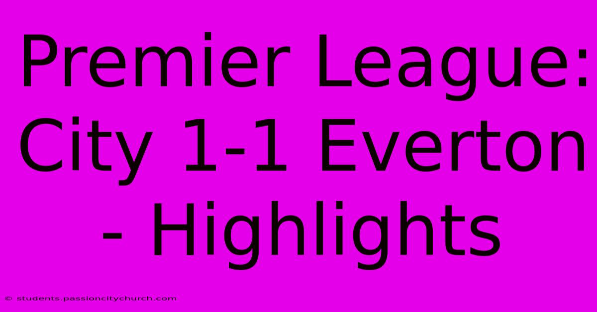 Premier League: City 1-1 Everton - Highlights