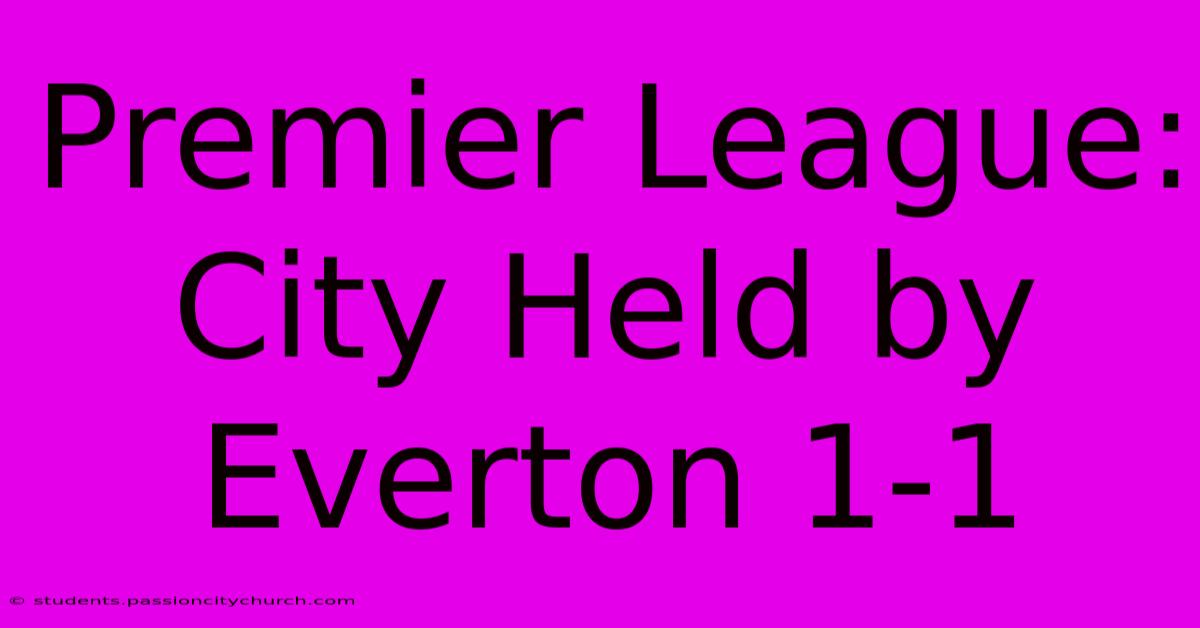 Premier League: City Held By Everton 1-1