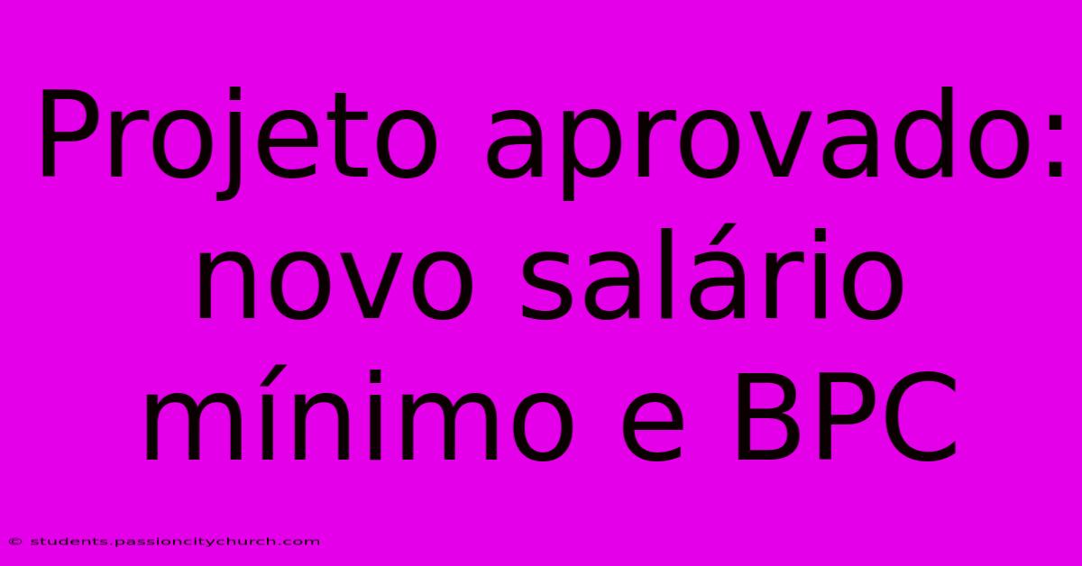 Projeto Aprovado: Novo Salário Mínimo E BPC