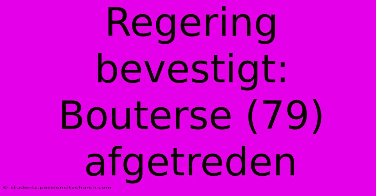 Regering Bevestigt: Bouterse (79) Afgetreden