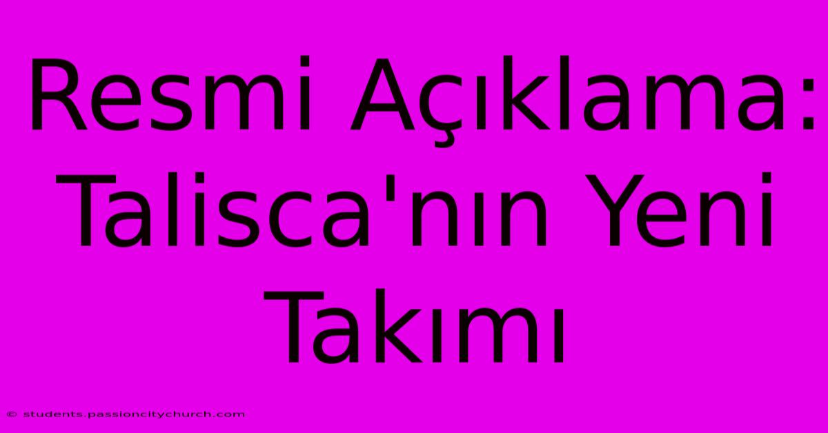 Resmi Açıklama: Talisca'nın Yeni Takımı