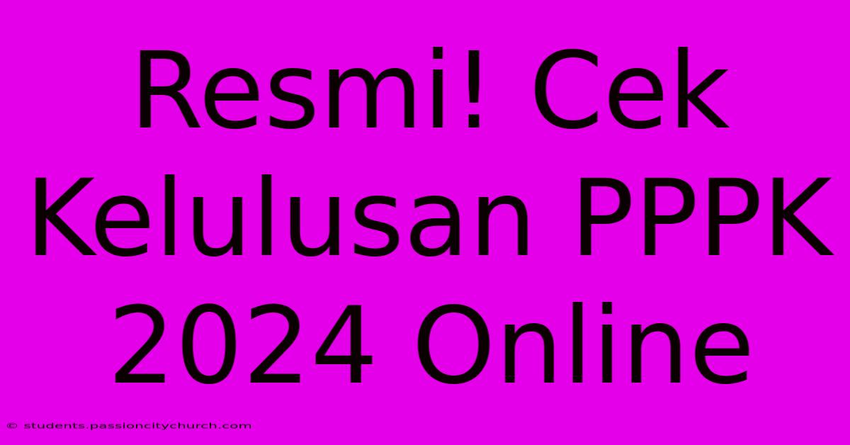 Resmi! Cek Kelulusan PPPK 2024 Online