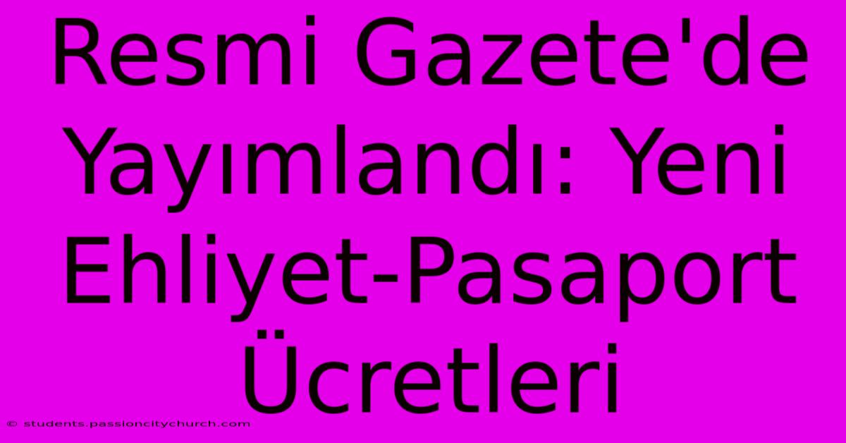 Resmi Gazete'de Yayımlandı: Yeni Ehliyet-Pasaport Ücretleri