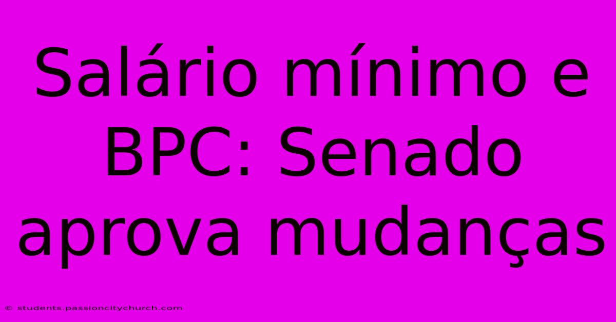 Salário Mínimo E BPC: Senado Aprova Mudanças