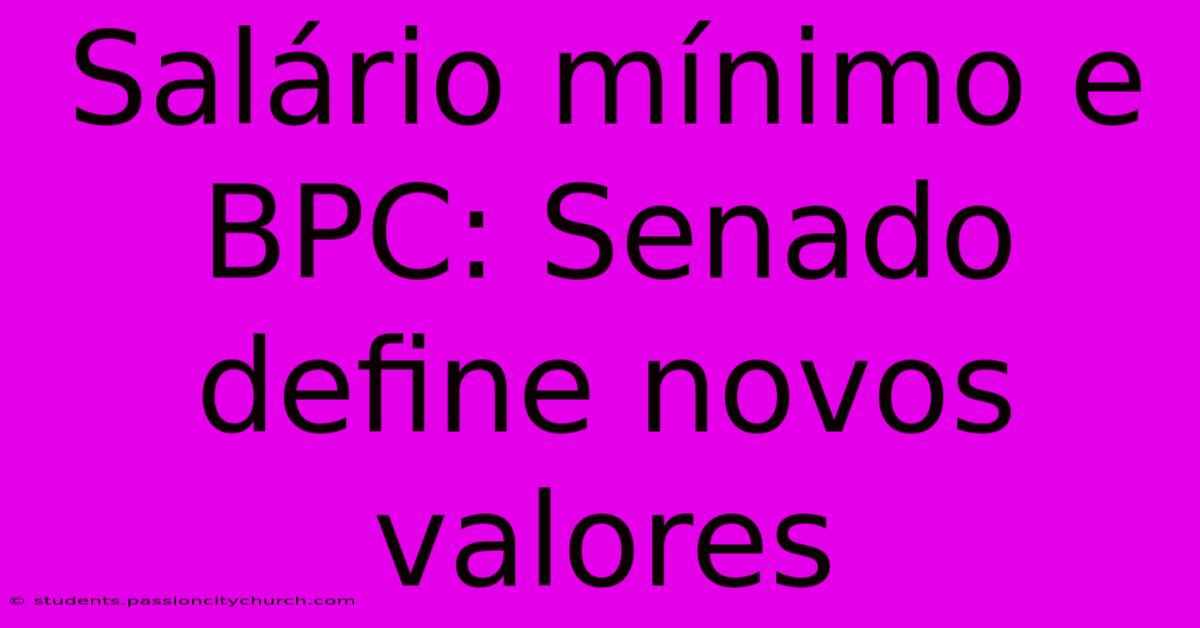 Salário Mínimo E BPC: Senado Define Novos Valores