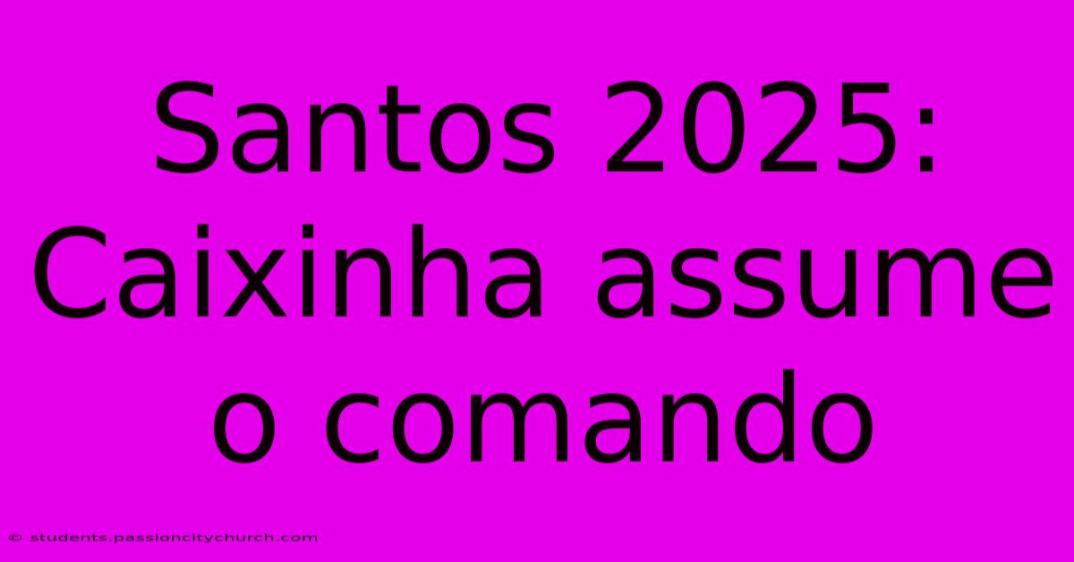 Santos 2025: Caixinha Assume O Comando