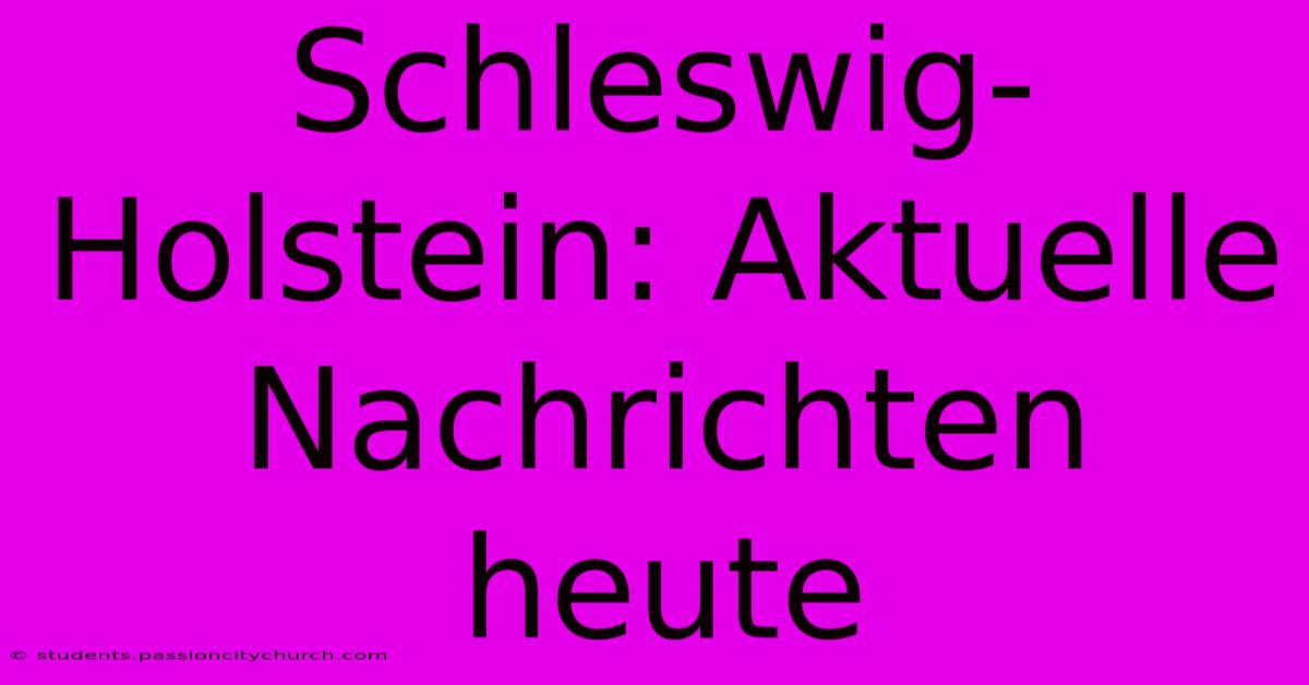 Schleswig-Holstein: Aktuelle Nachrichten Heute