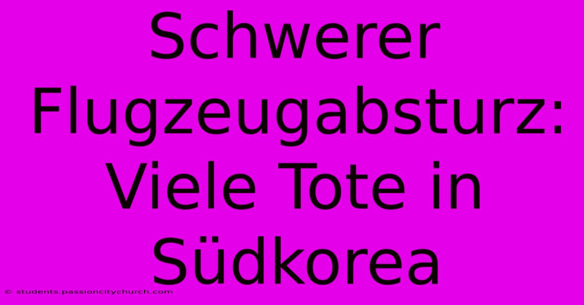 Schwerer Flugzeugabsturz: Viele Tote In Südkorea