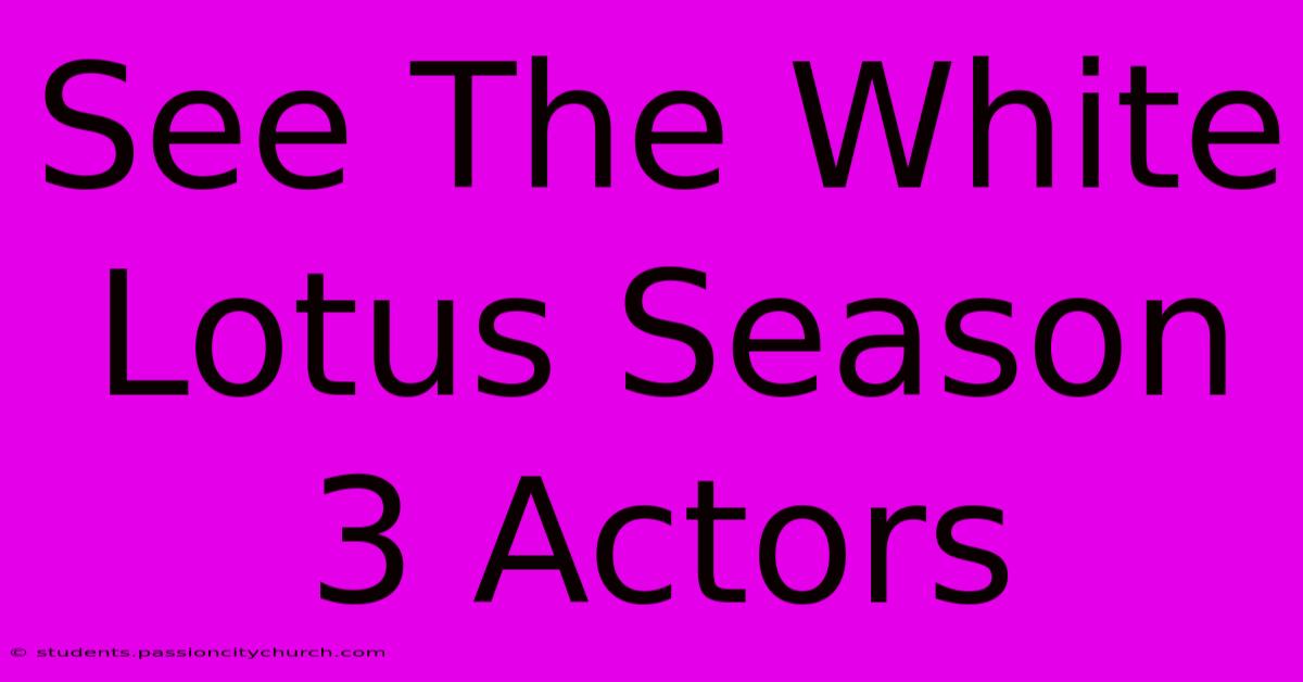 See The White Lotus Season 3 Actors