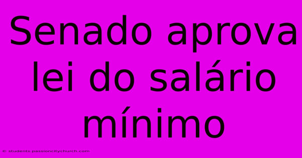 Senado Aprova Lei Do Salário Mínimo