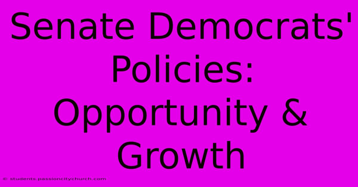 Senate Democrats' Policies:  Opportunity & Growth