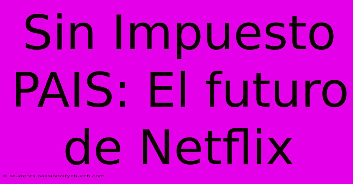 Sin Impuesto PAIS: El Futuro De Netflix