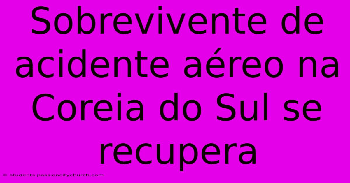 Sobrevivente De Acidente Aéreo Na Coreia Do Sul Se Recupera
