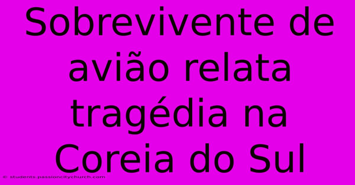 Sobrevivente De Avião Relata Tragédia Na Coreia Do Sul