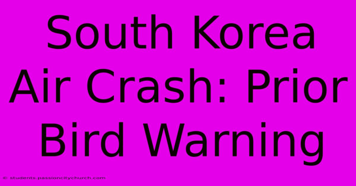 South Korea Air Crash: Prior Bird Warning