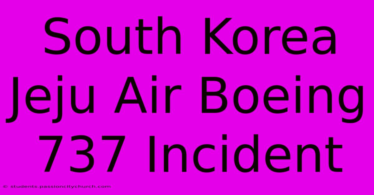 South Korea Jeju Air Boeing 737 Incident