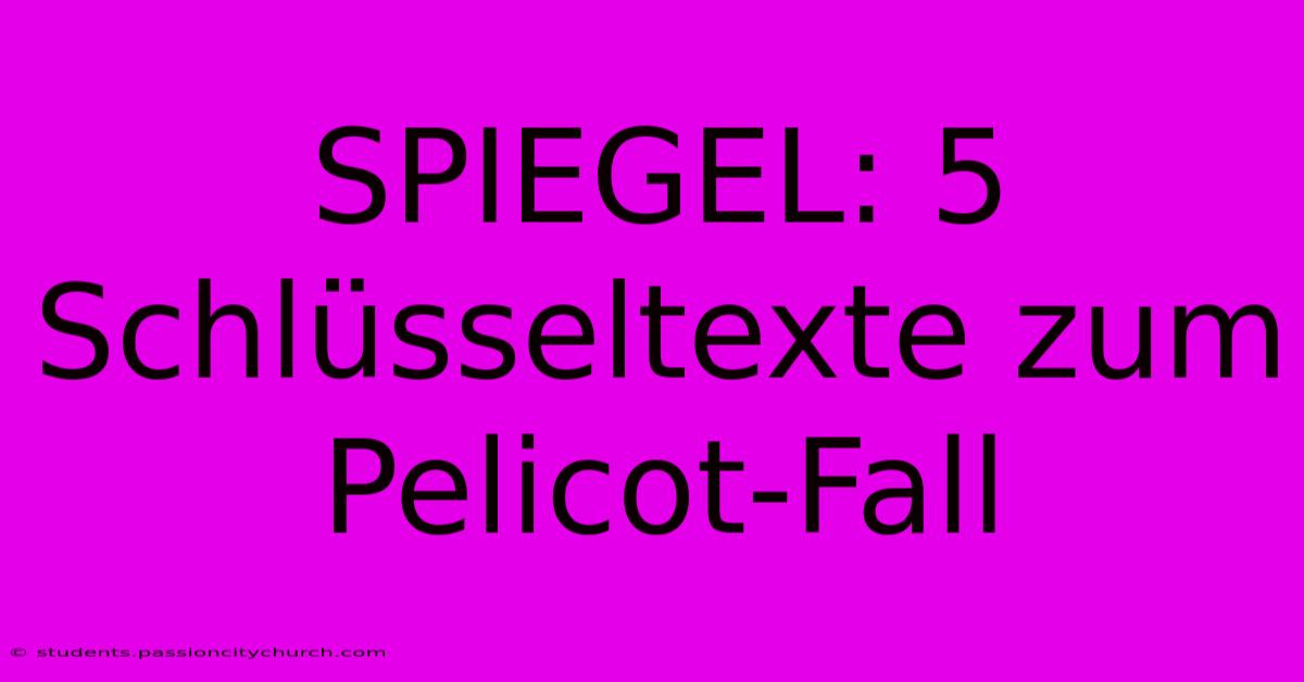 SPIEGEL: 5 Schlüsseltexte Zum Pelicot-Fall