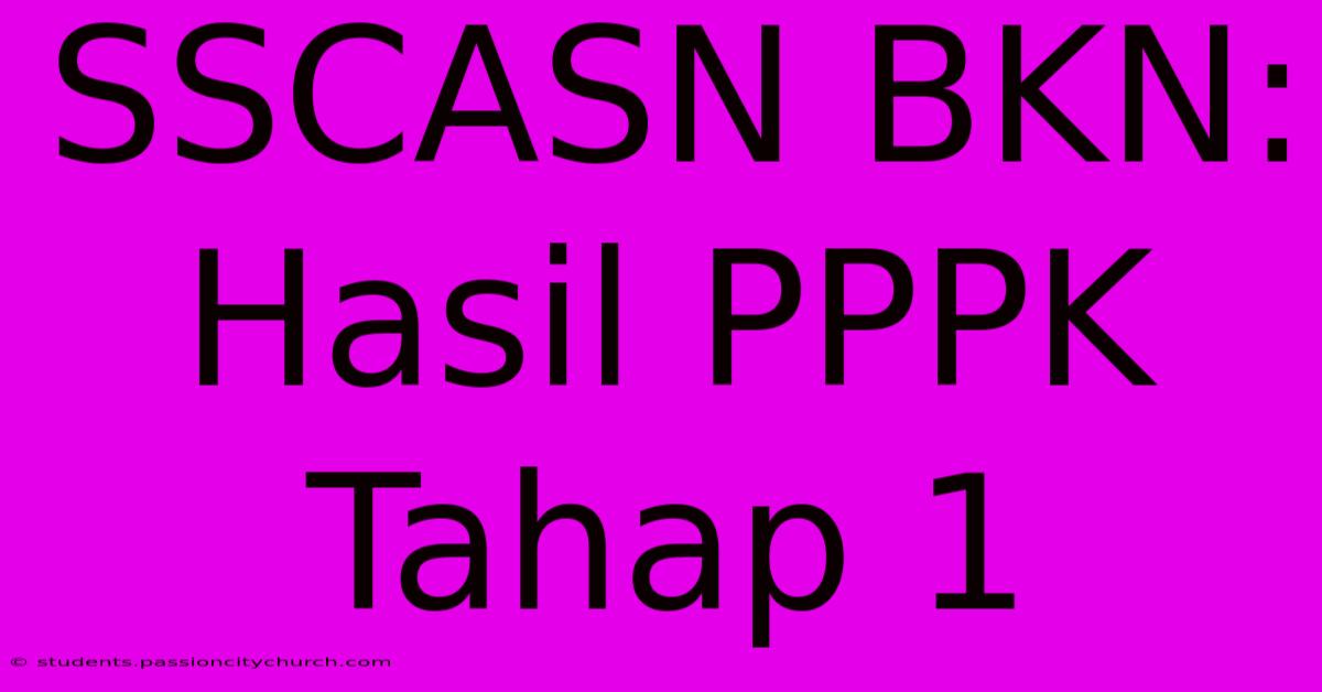 SSCASN BKN: Hasil PPPK Tahap 1