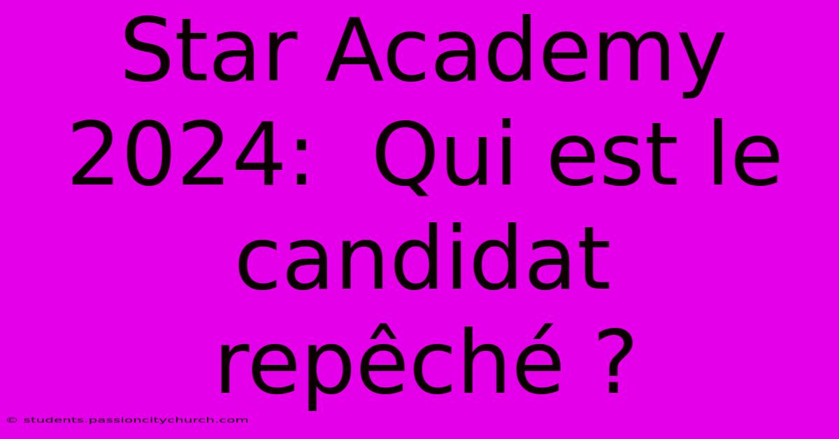 Star Academy 2024:  Qui Est Le Candidat Repêché ?