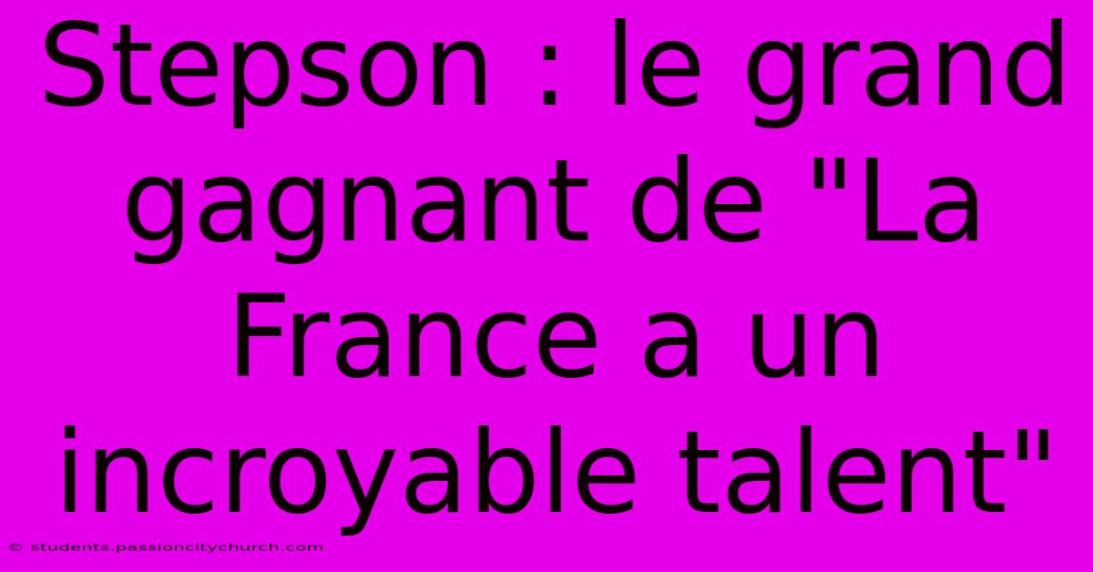 Stepson : Le Grand Gagnant De 