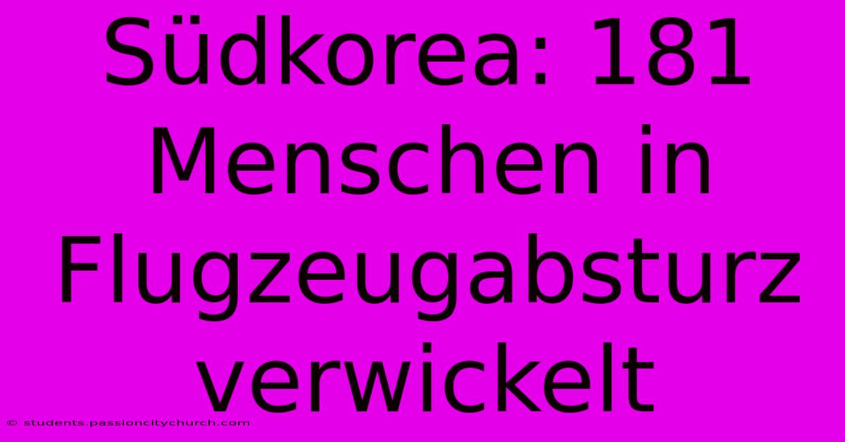 Südkorea: 181 Menschen In Flugzeugabsturz Verwickelt