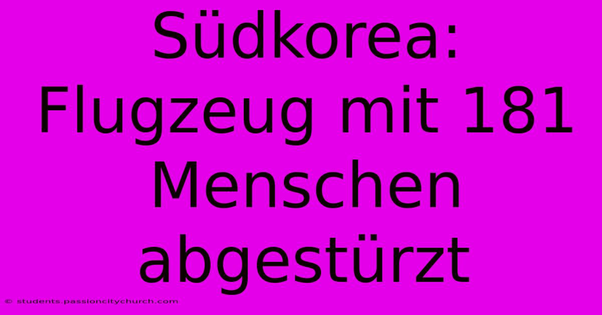 Südkorea: Flugzeug Mit 181 Menschen Abgestürzt