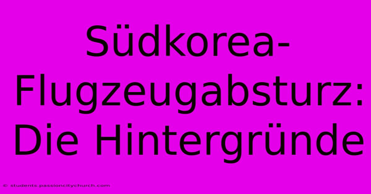 Südkorea-Flugzeugabsturz: Die Hintergründe