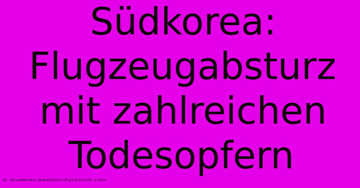 Südkorea: Flugzeugabsturz Mit Zahlreichen Todesopfern