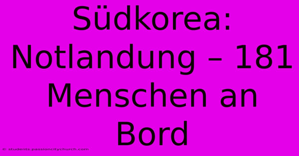 Südkorea: Notlandung – 181 Menschen An Bord