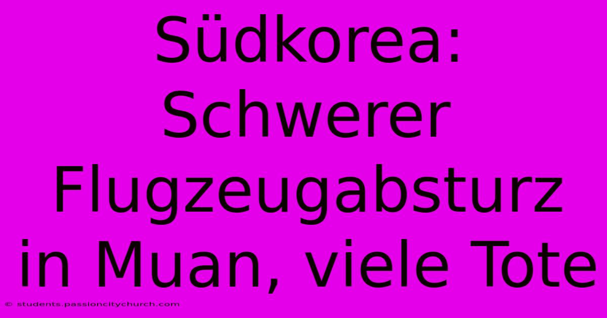 Südkorea: Schwerer Flugzeugabsturz In Muan, Viele Tote