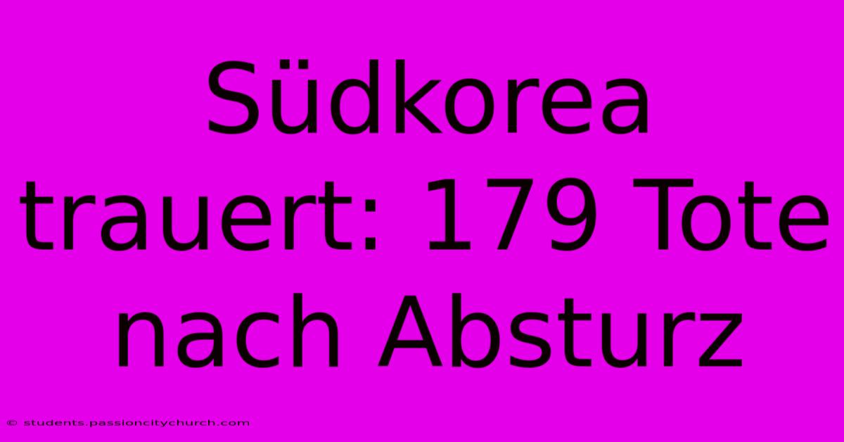 Südkorea Trauert: 179 Tote Nach Absturz