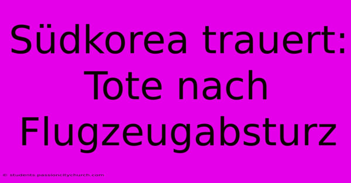 Südkorea Trauert:  Tote Nach Flugzeugabsturz