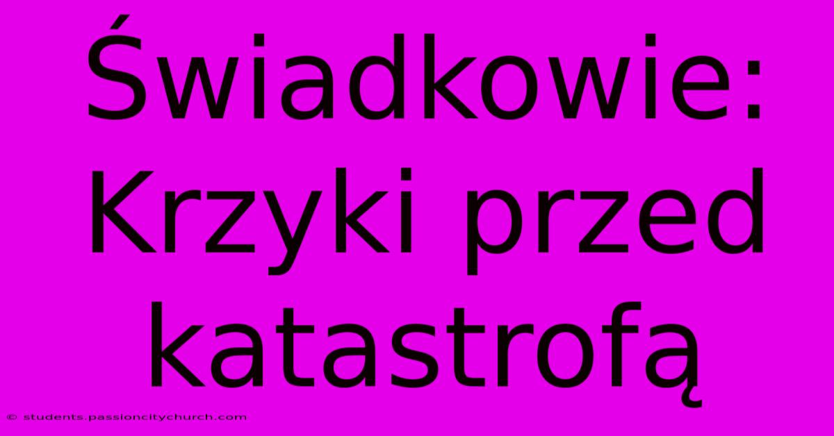 Świadkowie: Krzyki Przed Katastrofą