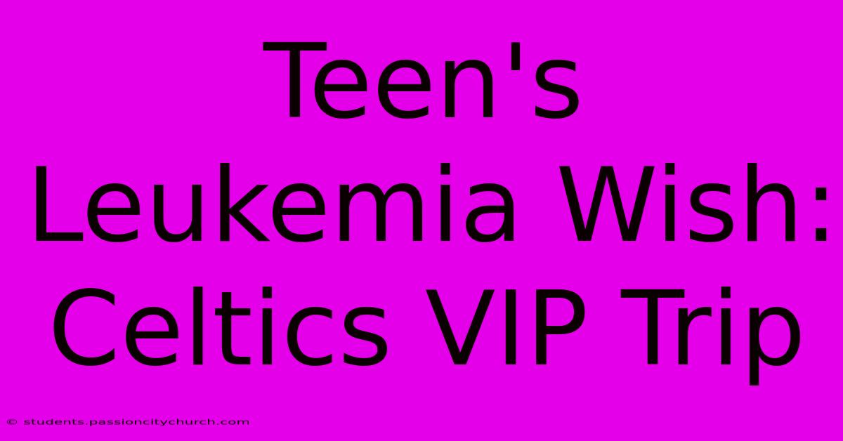 Teen's Leukemia Wish: Celtics VIP Trip