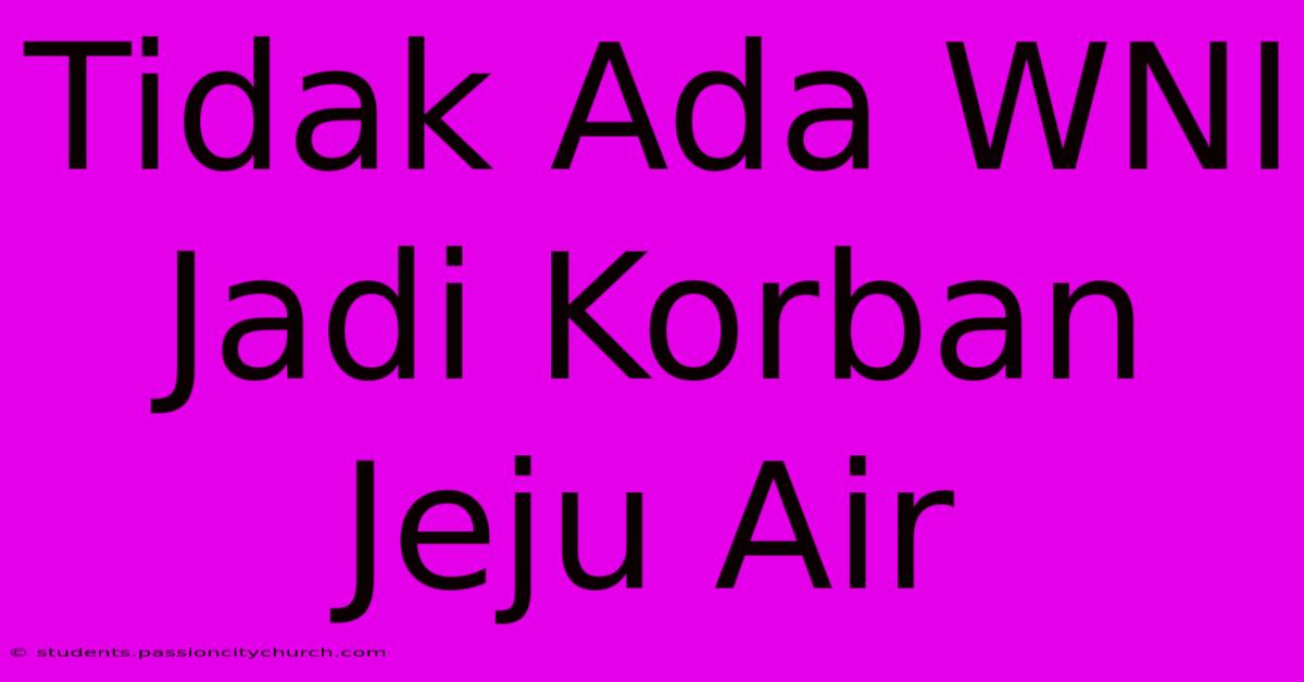 Tidak Ada WNI Jadi Korban Jeju Air