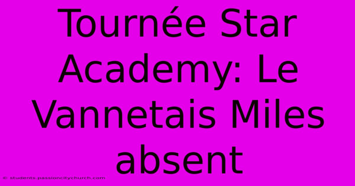 Tournée Star Academy: Le Vannetais Miles Absent