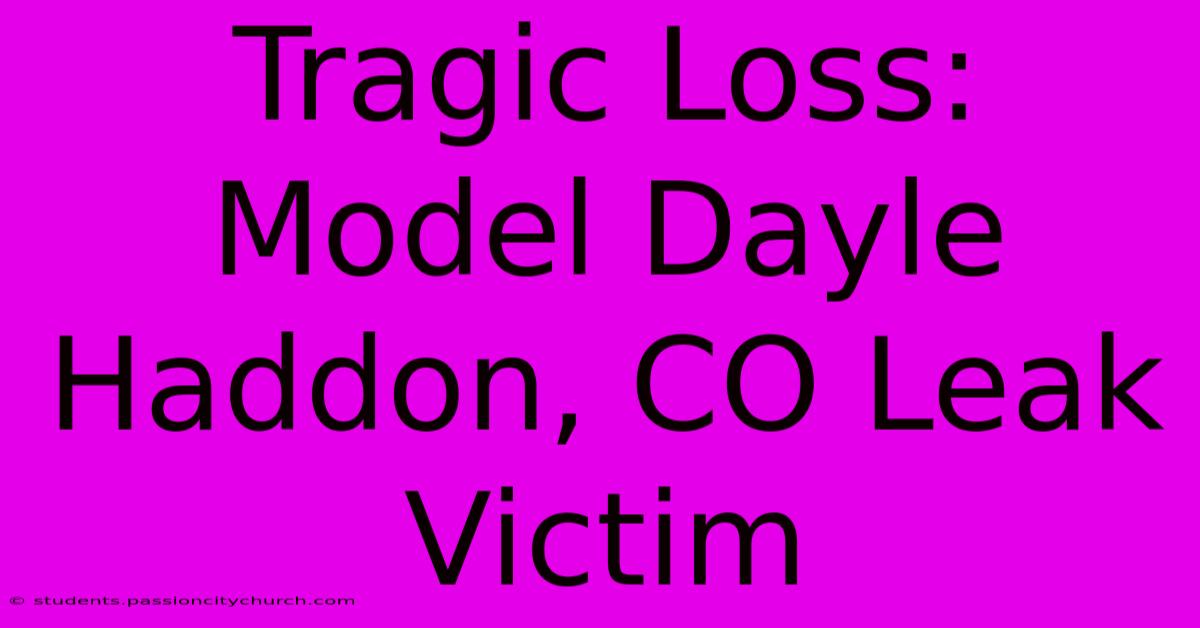 Tragic Loss: Model Dayle Haddon, CO Leak Victim