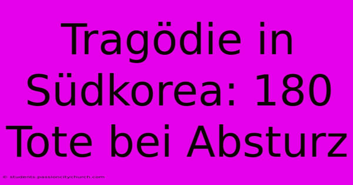 Tragödie In Südkorea: 180 Tote Bei Absturz