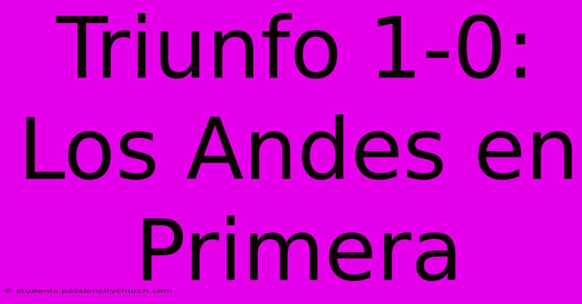 Triunfo 1-0: Los Andes En Primera