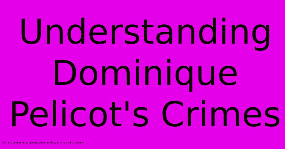 Understanding Dominique Pelicot's Crimes